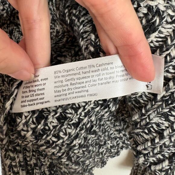 Eileen Fisher Organic Cotton Cashmere Knit Speckled Mock Neck Crochet Sweater XS - Picture 6 of 6